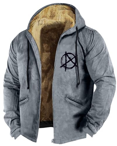 Feibeauty Motorrad Jacke Jungen Jacke Herren Mantel Kapuzenjacke Herren Schwarz Roller Jacke Herren Herren Hoodie Mit Reißverschluss Allwetterjacke Herren Warnjacke Herren (Gray, L)