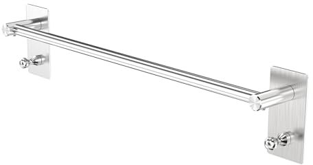 Porte Serviette Salle De Bain sans Percage, Porte-Serviettes Adhesif Porte Serviettes Mural, 304 Acier Inoxydable Support de Serviettes, pour Salle de Bain et Cuisine, (60cm Argent)