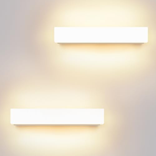 Kingwei 2 Stück LED Wandlampen Innen/Aussen 10W Warmweiß 3000K Auf und Ab Lichtstrahl Wandlampe Wasserdichte IP54 Wandleuchten Aussen Wandbeleuchtung (Weiß)