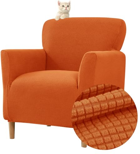 Highdi Elastischer Jacquard Sofaüberzug Clubsessel Sessel Bezug, Weicher Sesselschoner mit Armlehne Sitzbezug Für Sessel Mit Armlehne Hussen (orange)