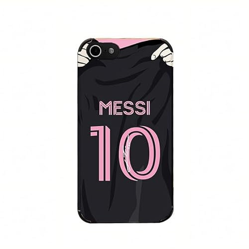 Slrioks MESSl Black Jersey Phone Case Creative Soccer Case for iPhone 7/8 / SE2020 Thin Soft Imitation Leather Shockproof