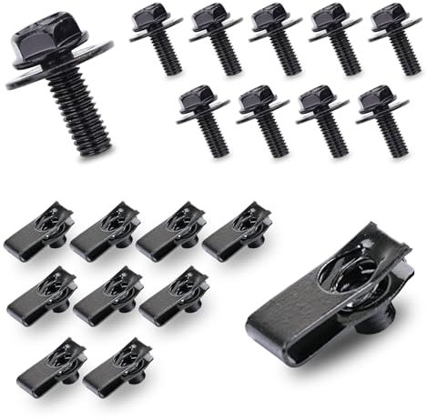Nowkont Lot de 20 boulons de fixation pour capot de voiture, doublure de garde-boue, en métal en forme de U, plus retenues, garnitures de portière, jupes latérales, calandres, pare-éclaboussures,