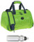 Sporttasche klein Damen Herren Kinder Trainer Small 42 cm 18 L Reisetasche Sport Reise Gymbag Arbeit Fitness Schule Gym Bag Tasche 1242 + Trinkflasche (Lime Green (grün))