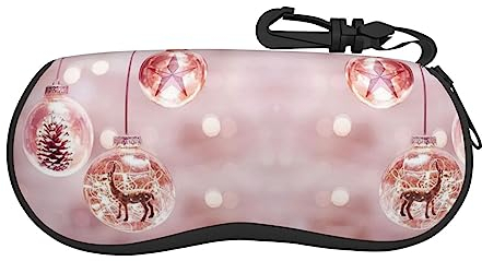 jjSFJOA Brillenetui mit niedlichem Eulen-Motiv, Unisex, tragbar, schlank, weiche Schale, Sonnenbrillen-Tasche, Rosa Weihnachtskugel, One size