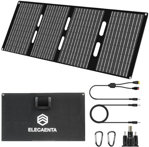 ELECAENTA 60W Tragbar Solar Ladegerät Monokristallin ETFE Solarpanel Ultraleichtes IP68 Solarmodul Faltbares Solar Charger für iPhone,Andriod handy,Tablets,Tragbare Powerstation,Camping,Outdoor