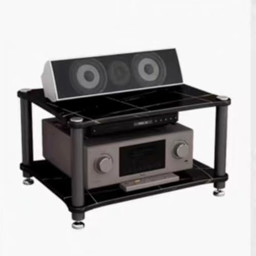 ZIUSFAC 2/3/4-stufiges Audio-Ständer HiFi-Medienständer Multifunktionale-Audioständer Eckregal Record Player Stand Audio-Rack HiFi Regal Audio-Turm Marmorierte Textur(Black,2 Tier)