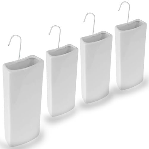 Paluplus Set 4 Evaporatori d'acqua per termosifoni in Ceramica, misura 8x4x19 cm, Umidificatore con motivo LUCIDO e gancio a forma di S -2025 (Bianco)