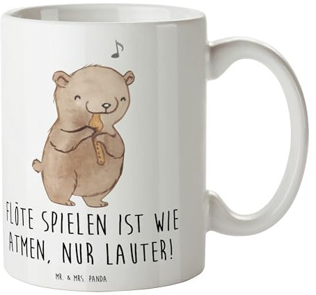 Mr. & Mrs. Panda Tasse Flöte Atem - Geschenk, Musikinstrument, Melodie, Kaffeetassen, Flötenmusik, Trompeten, Tasse bedrucken, Windinstrument,
