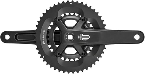 microSHIFT Sword Black 2X Kurbelgarnitur - 9-Gang, 48/31t, 110/80 Asym BCD, JIS Square Taper Spindelschnittstelle, Schwarz