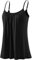 Knuffnee Camisole for Women Built in Bra Vests Adjustable Spaghetti Strap Tank Top Pleated Loose Fit Vest Tops Black 3XL