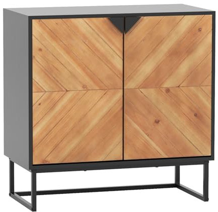 KOMFOTTEU Armario Buffet con 2 Puertas, Aparador Bajo con Patas de Metal, Mueble de Comedor con Protección Antivuelco, Mueble Buffet para Comedor, Salón, Entrada, 80 x 40 x 80 cm (Negro)