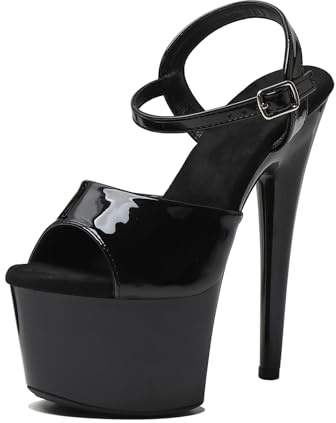 WUXIN H&P Damen Plateau Sandaletten Heels Knöchelriemen, 17cm Sexy Party Pole Dance High Heel Plateau, 7in Exotische Stiletto Heels Pole Dance Prom Pumps