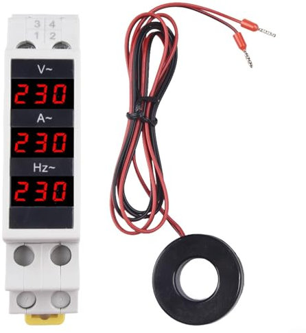 URPIZY DIN-Schienen-Voltmeter Amperemeter HZ-Meter, AC80-500V Einphasiges Digitales Messgerät, Für Industrie & Gewerbe Stromspannungsmessung, Wechselstrommesser, Spannungsmesser