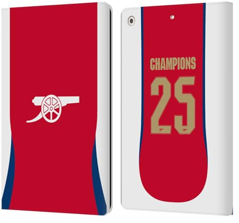Head Case Designs sous Licence Officielle Arsenal FC Accueil Championnes Féminines 2025 Étui Portefeuille en Cuir Compatible avec Apple iPad 10.2 2019/2020/2021