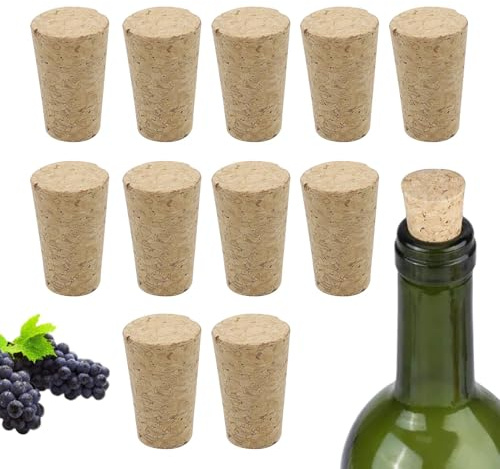 12er Pack Kegelförmige Natur‑Flaschenkorken 22×17×35 mm, wiederverwendbar | wiederverwendbar lebensmittelecht Naturkorken, Verschluss für Wein‑ Bierflaschen, ideal für DIY Basteln und Küchenzubehör