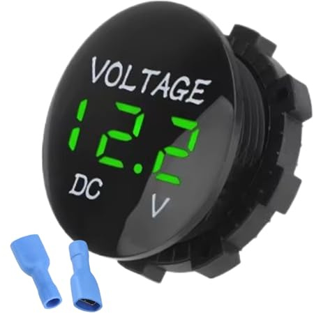 Misuratore di tensione della batteria – Display LED impermeabile, misuratore digitale compatto, indicatore di corrente auto, monitor del sistema di alimentazione | Prestazioni affidabili, display LED