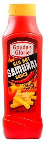 Gouda's Glorie Red Hot Samurai Sauce - 6x 850ml - cremige und leicht scharfe Soße, bekannt als belgische Sauce von, für Nachos Burger Enchiladas Tacos Burritos, warm und kalt genießbar
