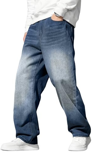 JMIERR Men's Jeans Baggy Wide Leg Jeans Skater Hip Hop Denim Pants Y2K Vintage Loose Fit Streetwear