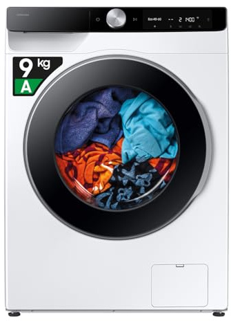 Samsung Lavatrice Slim AI Control F-WM906G94LK3M, 9 Kg, Wifi, Ecodosatore, AI Energy Mode, Carica Frontale, 3 Mesi Garanzia Extra, Corpo: Bianco, Oblò e Pannello: Nero, 59,5l x 85h x 46,5p cm