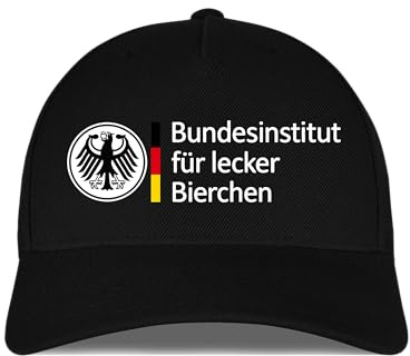 tshirtladen Basecap Bestickt humorvolles Bier Motiv schwarz verstellbare Kappe aus Baumwoll-Drill mit hochwertiger Stickerei für Erwachsene Bundesinstitut für lecker Bierchen