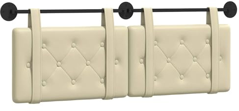 vidaXL Hängendes Kopfteil Creme Kunstleder, Elegantes modernes Kopfteil, rechteckiges Design, Wandmontage, gepolsterte Rückenlehne, minimalistisches Schlafzimmerdekor