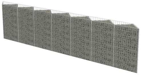 Xhnifbn Paroi gabion - 450 x 30 x 100 cm - En acier galvanisé argenté - Brise-vue pour jardin, terrasse et balcon - Design moderne - Robuste et durable