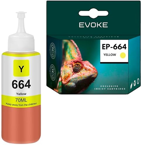 EVOKE t6644 Tinte Kompatibel für Epson Ecotank ITS L3050 L3060 L3070 L382 L210 L386 Gelb (Yellow) 6400 Seiten 70 ml