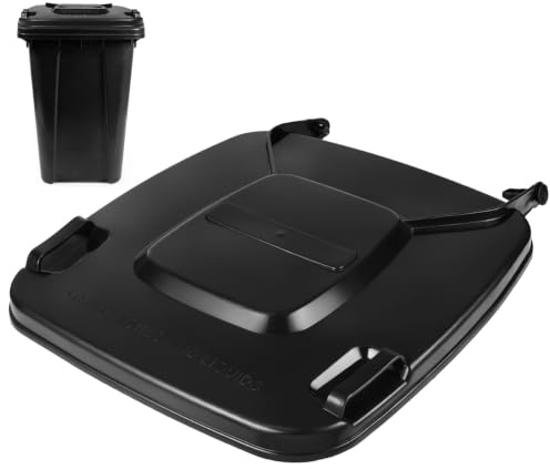ABOOFAN Black Wheelie Bin Lid Replacement 240L, Fits Standard Council Bins | Rubbish Cover with 2 Hinge Pins, Heavy Duty UV-Resistant, Easy to Fit