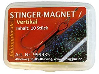 fishingglue.de Stinger Magnet VERTIKAL 10er-Pack; für Verklebung mit dem Gummifischkleber am Gummiköder zum Raubfischangeln