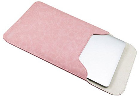 Laptop Case Leather Sleeve for Apple MacBook Air Netbook Ipad Laptop Carrying Bag MacBook Protective Case Cover 15.4 Inch Pink