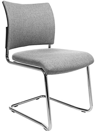 Topstar Visit 20 Besucherstuhl, Konferenzstuhl, Freischwinger, Polster (2er-Set), stapelbar, Stoff, Hellgrau