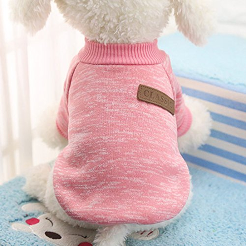 Idepet Haustier Katze Hund Pullover, warme Hund Pullover Cat Kleidung, Fleece Haustier Mantel für Welpen Small Medium Large Dog, Pink & grau (XS, Rosa)