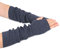 Zeltauto Women's Knit Elbow Length Arm Warmer Thumb Hole Fingerless Glove (Dark Grey)(Size: M)