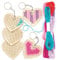 Baker Ross Porte Clés en Bois motif Coeur en Point de Croix - Lot de 5, Set de Couture pour Enfants (AR126)