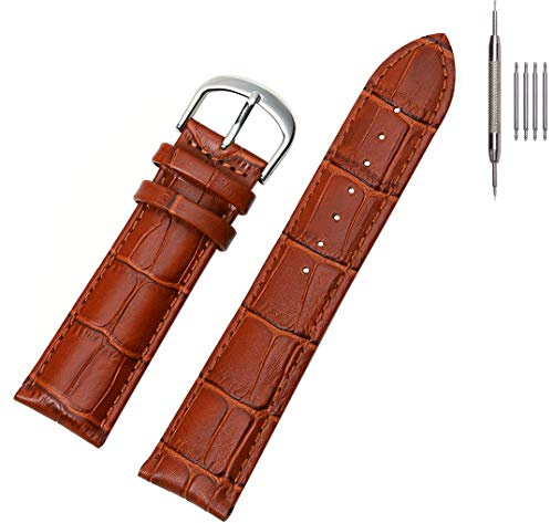 EACHE Krokodil-Design Leder Uhrenarmband für Herren Damen, 12-24mm | Wasserfestes Futter, vierlagiger Aufbau, feine Nähte, Werkzeug & Federstege inklusive, Business & Alltag