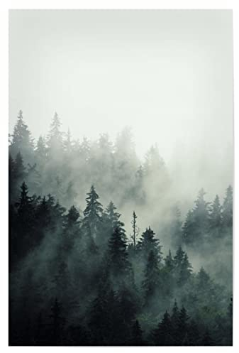artboxONE Poster 30x20 cm Wald & Bäume Natur Mist Forest Mountain - Bild Fog Forest Nebel