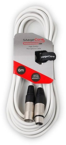 Stagecore Balanced XLR Male - XLR Female Microphone Cable / Lead, White, 6m