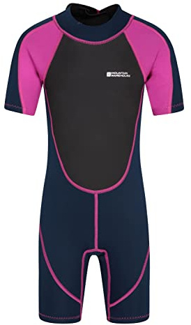 Mountain Warehouse Kids Shorty Wetsuit - Flat Seams, Easy Glide Zip Children's Wetsuit, Neoprene Swimming Wetsuit, Adjustable Neck Closure Diving Suit - for Surfing, Pink, 13 Years