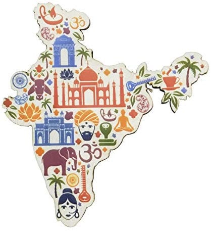 Purpledip Wooden Fridge Magnet: Incredible India (11463)