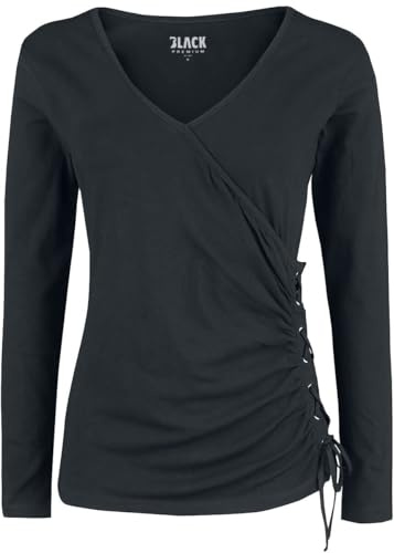 Black Premium by EMP Damen schwarzes Langarmshirt mit Schnürung