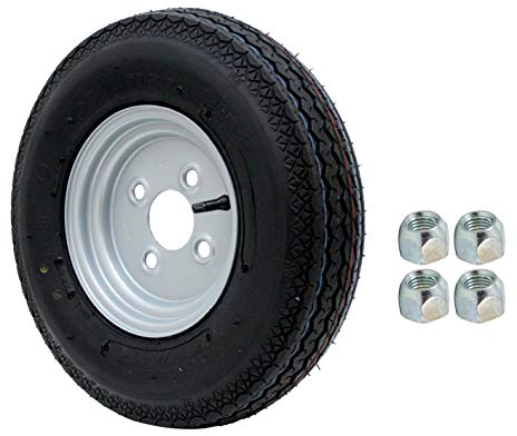 Anhänger Deli Reifen Ersatzrad für DDR Stema Komplettrad 4.00-8/4.80-8 4PR 62M Rad inklusive 4x Kegelradmuttern