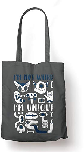 BLAK TEE I'm Not Weird I'm Unique Slogan Organic Cotton Reusable Shopping Bag Grey