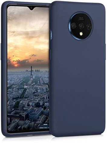 kwmobile Hülle kompatibel mit OnePlus 7T Hülle - Silikon Handy Case - Handyhülle weiche Oberfläche - kabelloses Laden - Marineblau