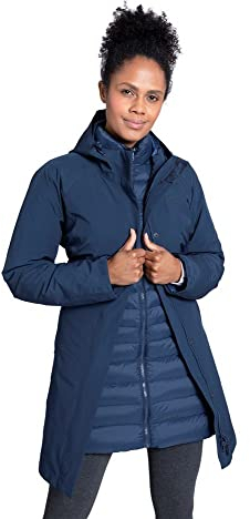 Mountain Warehouse Alaskan 3-in-1 Damen Winter Mantel - Lange, wasserdichte Winterjacke, Warme Steppjacke Innenjacke mit Reißverschluss & Kapuze Marine Damengröße EU 38