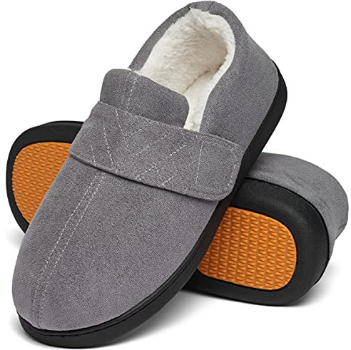 Mishansha Chausson Homme Hiver Pantoufles Homme Hiver Chaud Chaussons Fourrés Mousse Mémoire Antidérapante Charentaises Doublure Slippers Gris Cadet,Gr.41