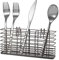 SANNO Stainless Steel Utensil Drying Rack and Cutlery Organizer With Hooks - Removable Silverware Holder, Black