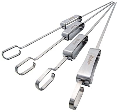 Steuber Premium Line 4er Set Edelstahl Grillspieße mit Schieber, Länge 40 cm, lange Fleisch-Spieße