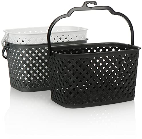 COM-FOUR® 3X Cesta de Pinzas para la Ropa - Bolsa de Pinzas para la Ropa con diseño de Cesta para Interior y Exterior - Bolsa de Pinzas (3 Piezas - Blanco/Gris/Negro)