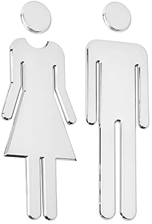 GORGECRAFT Toilettenschilder Selbstklebend Für Damen Und Herren, Waschraumtürschilder Für Zu Hause, Hotel, Büro, Geschäft, Parken, Restaurant (Silber)