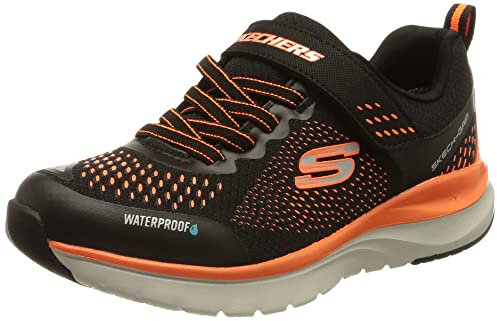 Skechers Ultra Groove Sneaker, Black Textile/Orange Trim, 27 EU